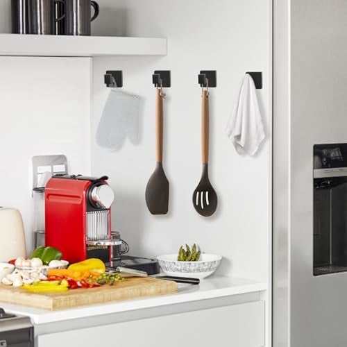 IBosins 6-Pack Bathroom Towel Hooks Hand Towel Holder Heavy Duty Stainless Steel Towel Hanger Robe Hat Coat Hooks for Wall of Livingroom Bedroom Kitchen Closet (Square Matte Black) - Image 5