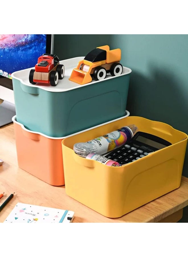 Premify 4-Pack Plastic Storage Boxes With Lids, Multiple Color Storage Basket, Organizing Bins For Kitchen Storage, Premium Storage Box For Shelves Cupboard Organizer, Office, School & Home - Image 5