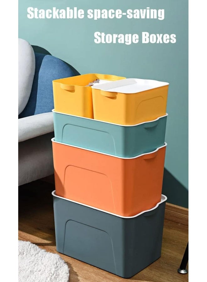 Premify 4-Pack Plastic Storage Boxes With Lids, Multiple Color Storage Basket, Organizing Bins For Kitchen Storage, Premium Storage Box For Shelves Cupboard Organizer, Office, School & Home - Image 3