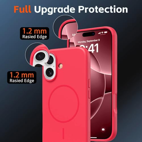 mobistyle Magnetic Silicone Back Cover for iPhone 17 6.3-Inch, Compatible with Mag-Safe, Silky Soft Touch, Shock Absorbing Phone Cover Case with Camera Lens Protection (Camilla Red) - Image 2