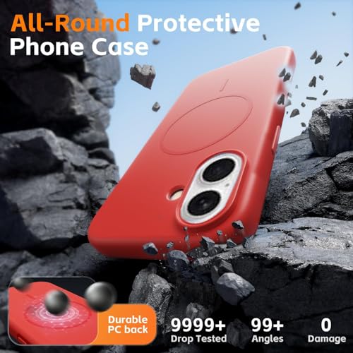 mobistyle Magnetic Silicone Back Cover for iPhone 17 6.3-Inch, Compatible with Mag-Safe, Silky Soft Touch, Shock Absorbing Phone Cover Case with Camera Lens Protection (Camilla Red) - Image 3