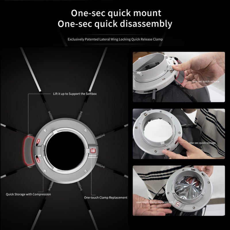 TRIOPO K3 65 cm/25.6 inch Octagon Photography Softbox Quick Installation with Detachable Bowens Mount Diffuser Honeycomb Grid Carrying Bag for Studio Speedlight Video Light Portrait Product Photography - Image 5