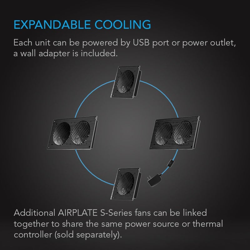 AC Infinity AIRPLATE S3, Quiet Cooling Fan System 6" with Speed Control, for Home Theater AV Cabinets - Image 5