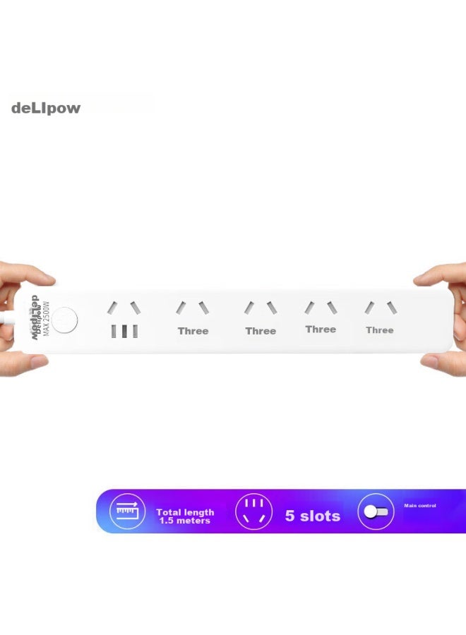 Delipow Power Strip, New National Standard Power Bar, Extension Cord/power Strip/power Board/power Strip, 5 Outlets With Master Switch, 1.5 Meters Long - Image 5
