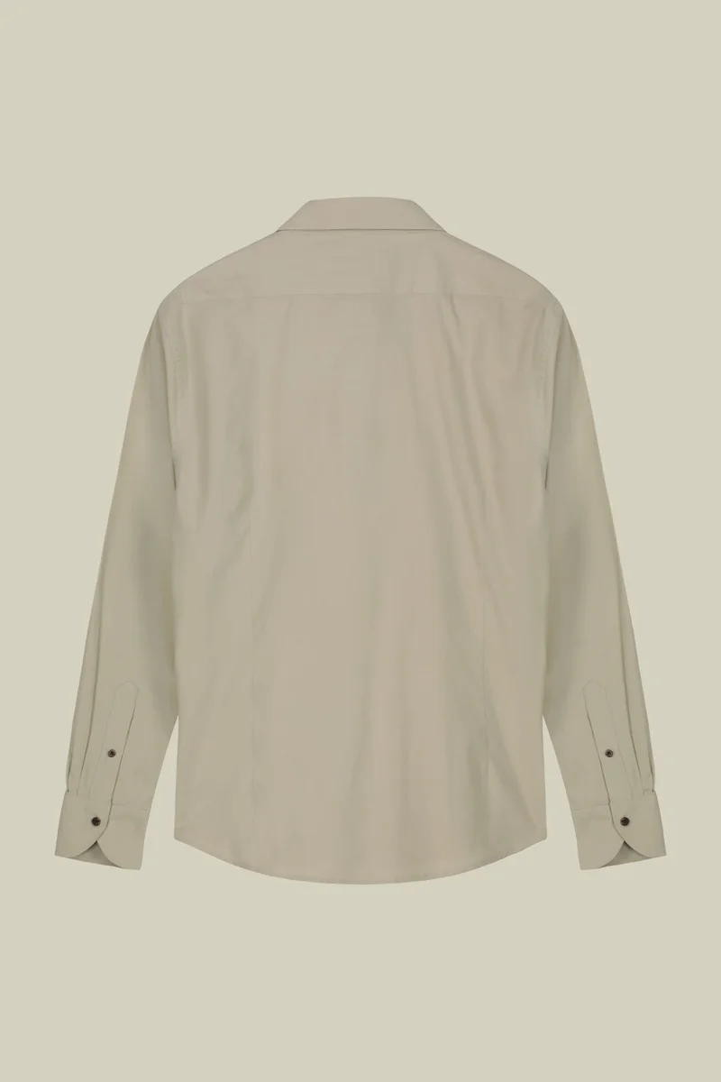 Doppelganger Beige Men's casual shirt in 100% cotton 1000 Stripe velvet fabric plain colour - Cream for Men | Best Price UAE