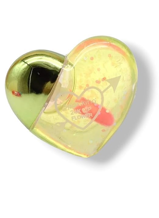 DIVYA UNIQUES HeartShaped Glitter Liquid Snow Globe Yellow and Pink Design Decorative Gift Pack of 2 