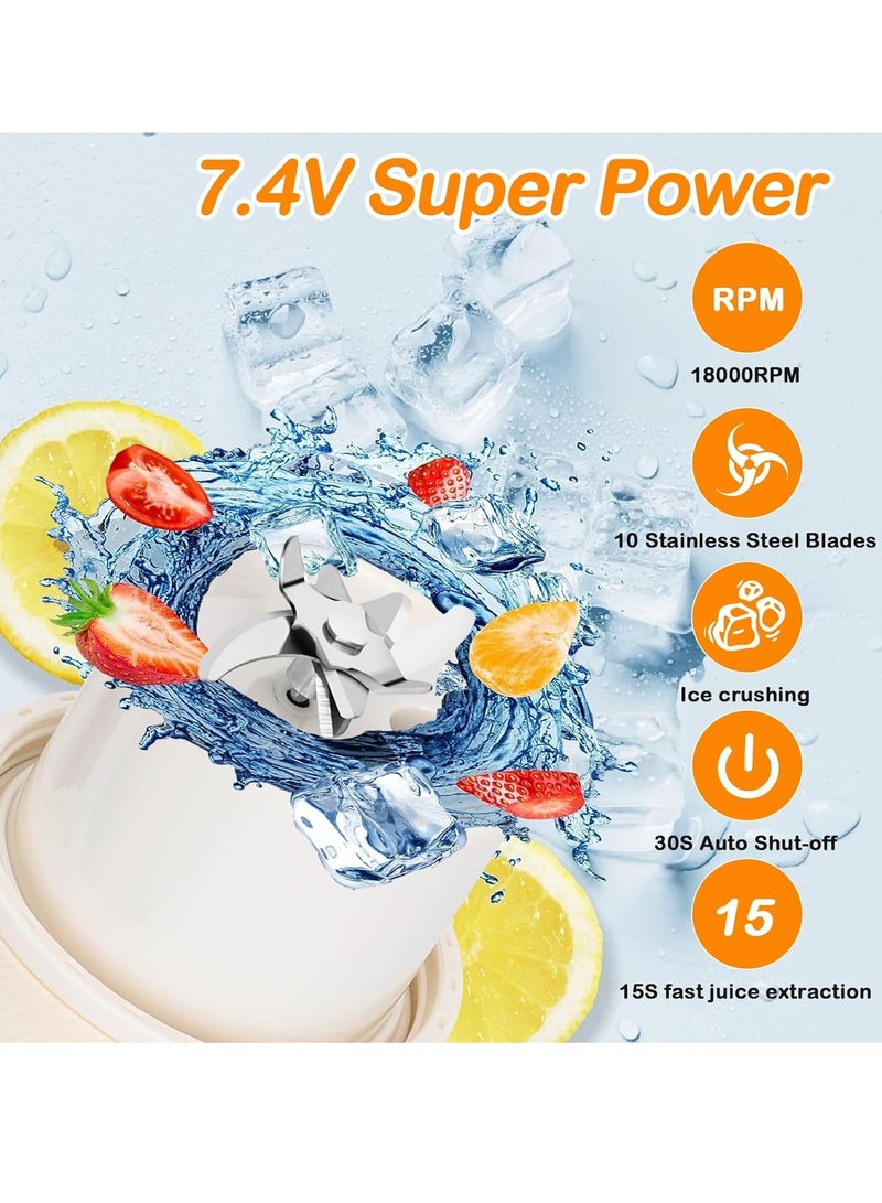 Ceool Portable Blender, Mini 350ML Juicer, Wireless Rechargeable Mixer, 10 Stainless Steel Blades,18000RPM Personal Size Blender For Travel Sports Office School - Image 3