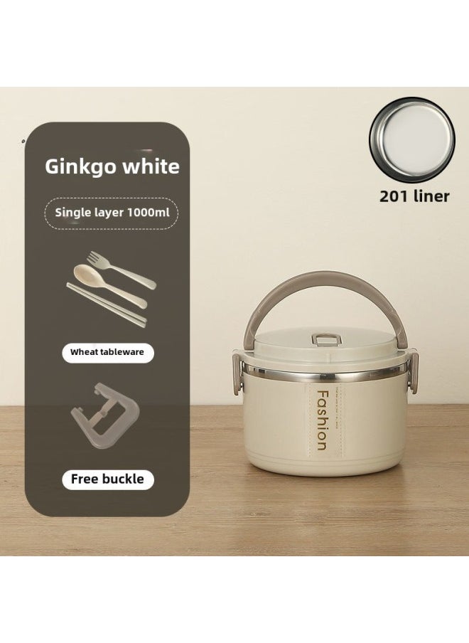 Generic - Insulated Lunch Box For 304 Office Workers Layer By Layer Insulated Sealed Lunch Box Stainless Steel Lunch Box Large Capacity Student Lunch Box-Specifications:One Layer + Tableware-Color:Premium Version 304 Stainless Steel Tea Coffee - Image 1