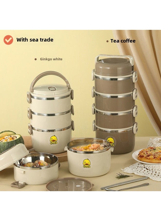 Generic - Insulated Lunch Box For 304 Office Workers Layer By Layer Insulated Sealed Lunch Box Stainless Steel Lunch Box Large Capacity Student Lunch Box-Specifications:One Layer + Tableware-Color:Premium Version 304 Stainless Steel Tea Coffee - Image 1