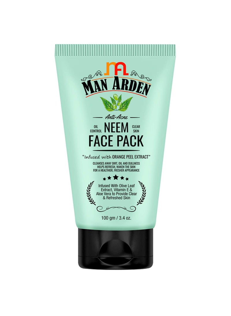Man Arden Man Arden Anti Acne Neem Face Pack - For Oil Control And Clear Skin - Infused With Olive Extract, Vitamin E And Aloe Vera, 100g 