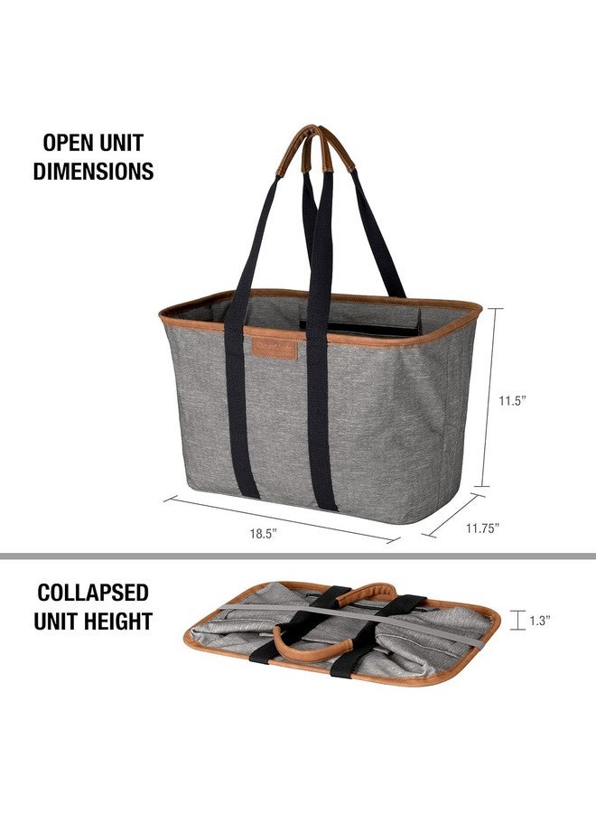 CleverMade Collapsible LUXE Tote - Gray Black 1 Pack 30L / 8Gal - Reusable Utility Grocery Shopping Storage Bag Organizer w/ Handles Reinforced Bottom - Image 2