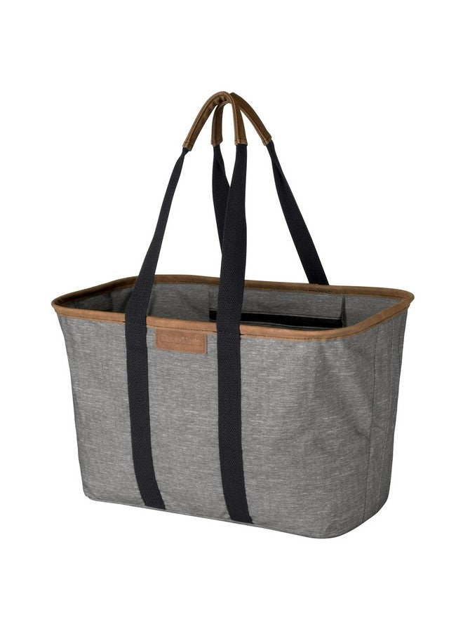 CleverMade Collapsible LUXE Tote - Gray Black 1 Pack 30L / 8Gal - Reusable Utility Grocery Shopping Storage Bag Organizer w/ Handles Reinforced Bottom - Image 1