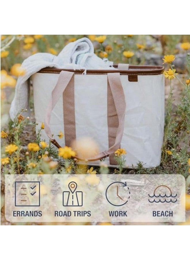 CleverMade Collapsible LUXE Tote - Gray Black 1 Pack 30L / 8Gal - Reusable Utility Grocery Shopping Storage Bag Organizer w/ Handles Reinforced Bottom - Image 4