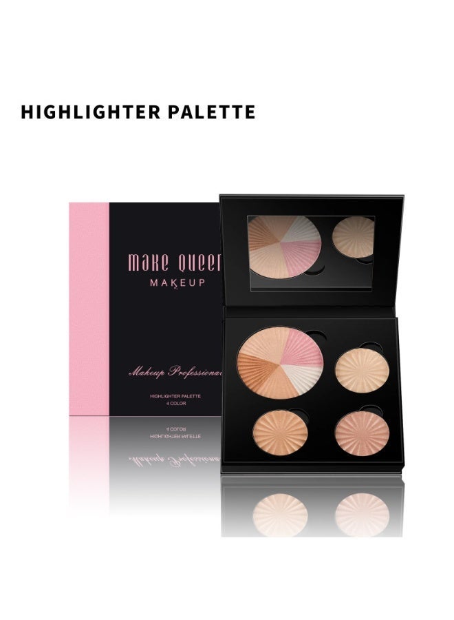 ميك كوين ميك اب باليت هايلايتر بقوام باودر ناعم، 4 ألوان لامعة - Image 1