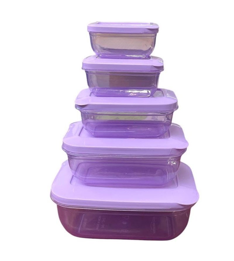 c s m CSM Rectangular Plastic Food Storage Container with Air Tight Lid Kitchen Container Meat Box Fridge and Freezer Storage Boxes Bowl - 100ml, 150ml, 290ml, 580ml, 1000ml, 5 Pcs, Clear - Image 1