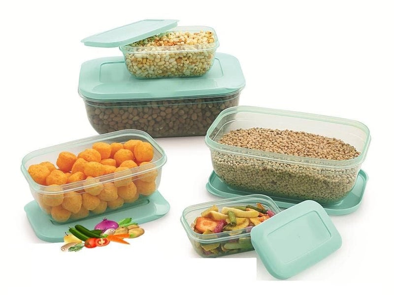 c s m CSM Rectangular Plastic Food Storage Container with Air Tight Lid Kitchen Container Meat Box Fridge and Freezer Storage Boxes Bowl - 100ml, 150ml, 290ml, 580ml, 1000ml, 5 Pcs, Clear - Image 5