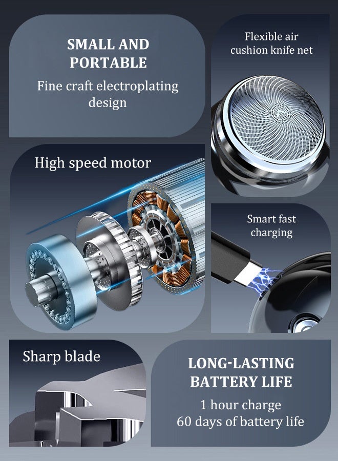 ماكينة حلاقة كهربائية صغيرة قابلة لإعادة الشحن، حلاقة فعالة، شفرة ذات حلقة مزدوجة، شاشة رقمية ذكية، رأس شفرة قابل للفصل، تنظيف سهل، شحن عالي السرعة من النوع C، ركوب بدون قلق - Image 4