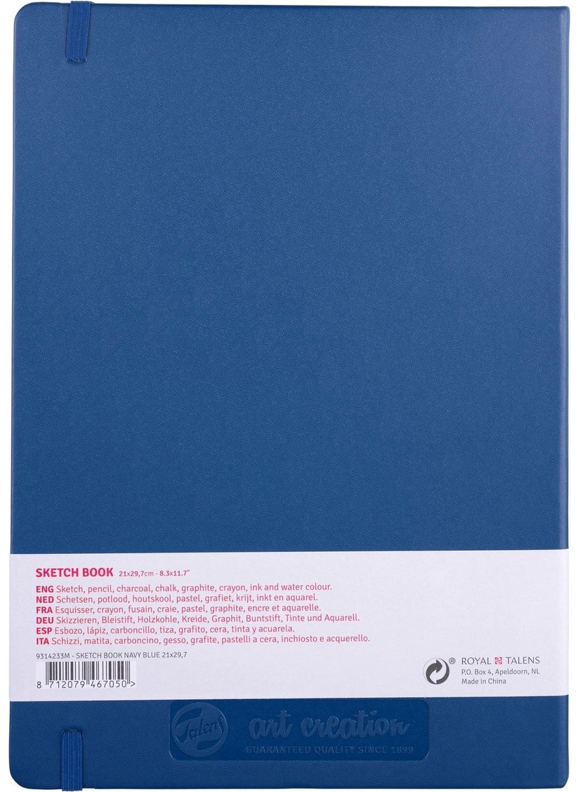 Talens Sketchbook Hard Cover Sketch Drawing Book 21 x 30 cm 140 gr 80 Yp Navy Blue  - Image 3