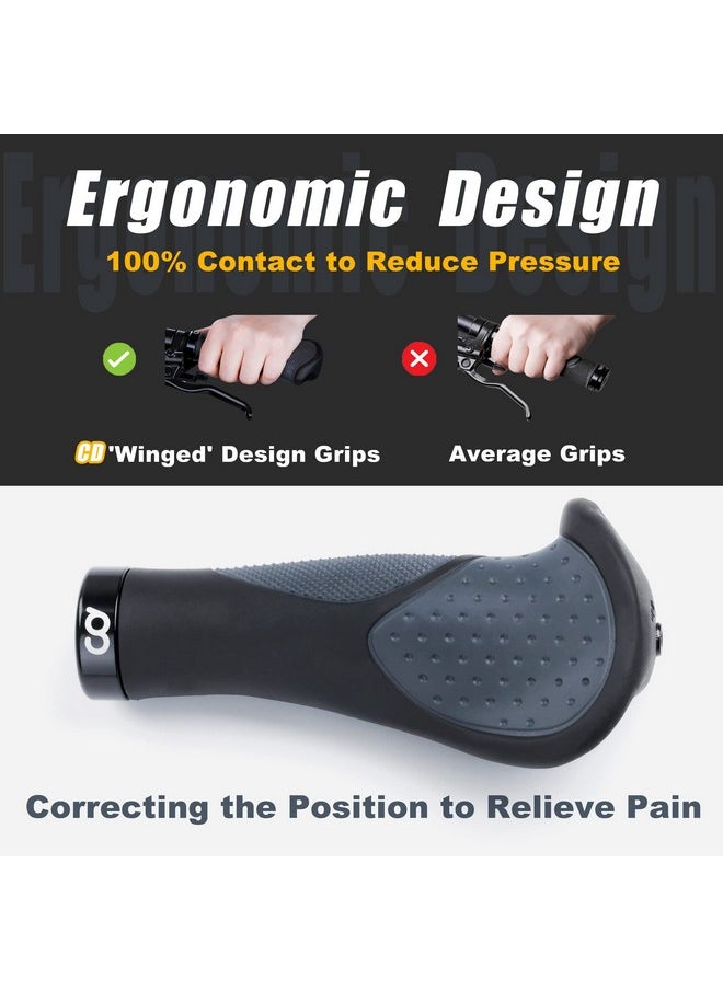 CyclingDeal - Mountain Bike Bicycle Handlebar Grips With Specialized Ergonomic & Anti Slip Design For Mtb & Hybrid Bikes 1 Pair Of Soft Gel Grips - Image 1