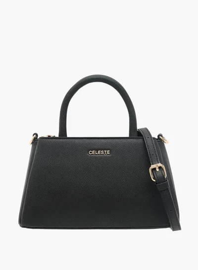 Celeste Women Solid Tote Bag with Detachable Strap and Zip Closure