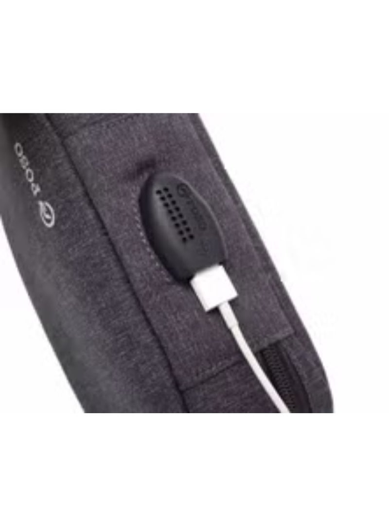 Water Resistant Bag With USB Charging Grey