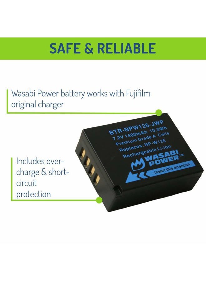 Wasabi Power Battery (4-Pack) for Fujifilm NP-W126 & FinePix HS33EXR, HS50EXR, X-T100, X-T200, X100F, X100V, X-A10, X-E2S, X-E3, X-E4, X-Pro2, X-Pro3, X-T1, X-T2, X-T3, X-T10, X-T20, X-T30, X-T30 II - Image 4