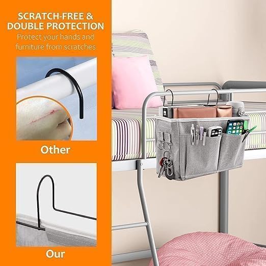 MANIBAM IMPEX Bedside Storage bag Organizer Hanging with Metal Hooks for College Dorm Room Hospital Bed Rails Baby Bed Camp Can be Placed GlassesBooks Charger Remote Mobile Phones Bag Pack of 1 - Image 5