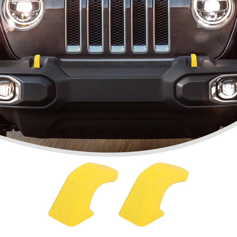 Linskip Tow Hook Covers for Jeep Wrangler 4XE JL JK  Gladiator JT 20072025  Rubber Sleeve Protectors for Front Bumper Exterior AccessoriesYellow