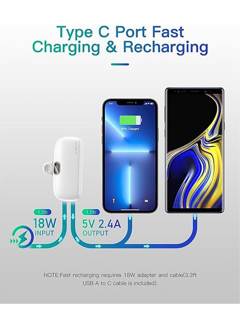 TEAM LUXURY - 18.5W Small Portable Charger iPhone With Built-in Lightning Cable 5000mAh Power Bank Fast Charging for iPhone 14/13/13 Pro/12/12 Pro/11/XR/XS/X/8/7/6 Also Support Type-c 18W Fast Charging - Image 1