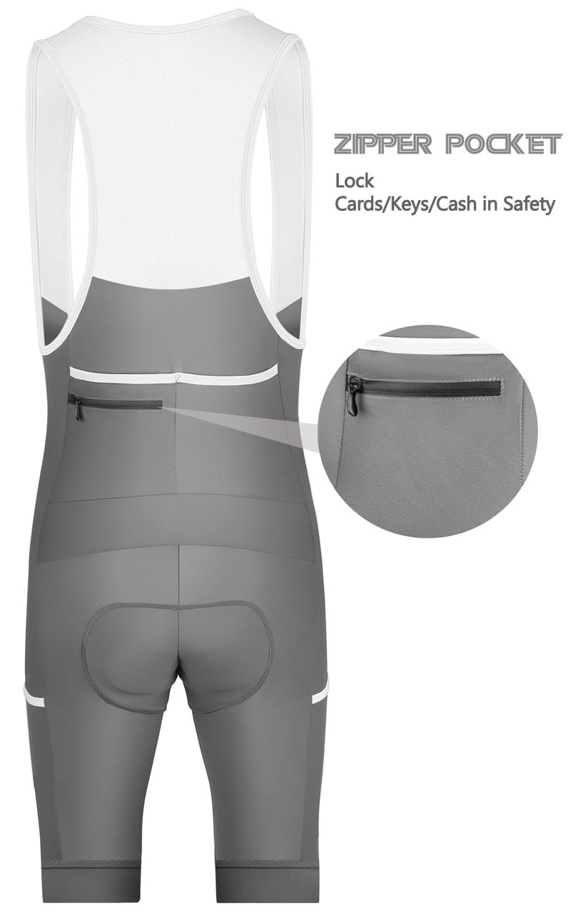 CEROTIPOLAR Cycling Bibs Men, Long Riding Pad Bicycle Biking Bib Shorts UPF50+ Gray - Image 3