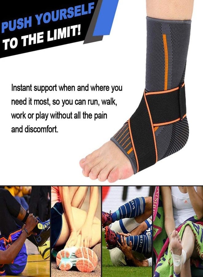 UROCK Nylon 1 Pair Ankle Support Brace Wrap Strap Guard For Pain Relief Ankle Brace For Women & Men (Free Size) (Orange) - Image 4