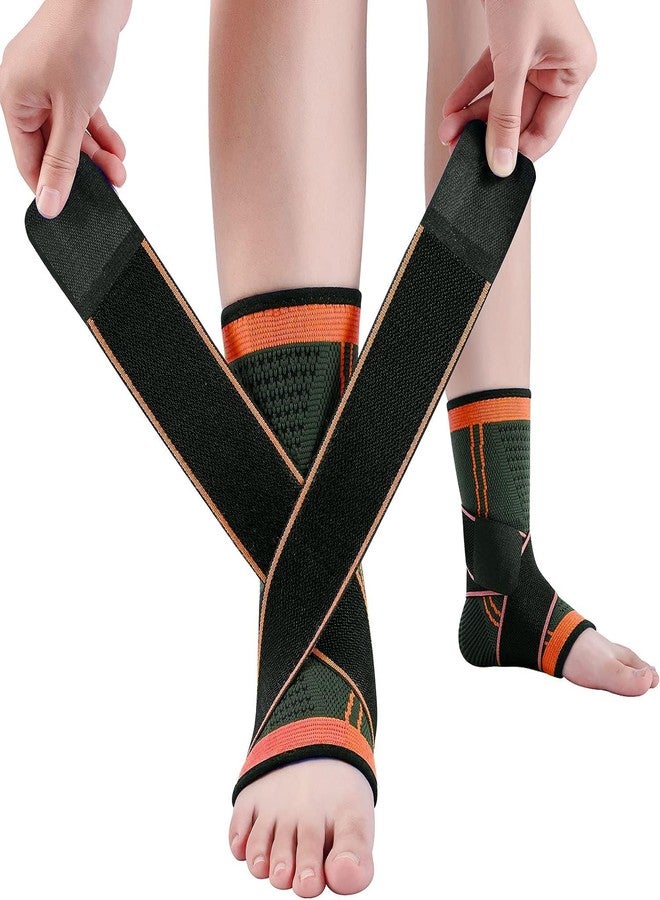 UROCK Nylon 1 Pair Ankle Support Brace Wrap Strap Guard For Pain Relief Ankle Brace For Women & Men (Free Size) (Orange) - Image 1