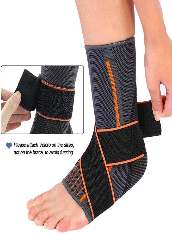 UROCK Nylon 1 Pair Ankle Support Brace Wrap Strap Guard For Pain Relief Ankle Brace For Women & Men (Free Size) (Orange) - Image 5
