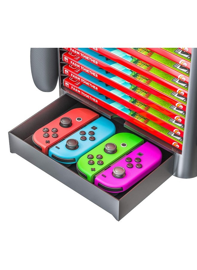 Skywin Game Storage Tower For Nintendo Switch (Black) Nintendo Switch Game Holder Game Disk Rack And Controller Organizer Compatible With Nintendo Switch And Accessories  - Image 3