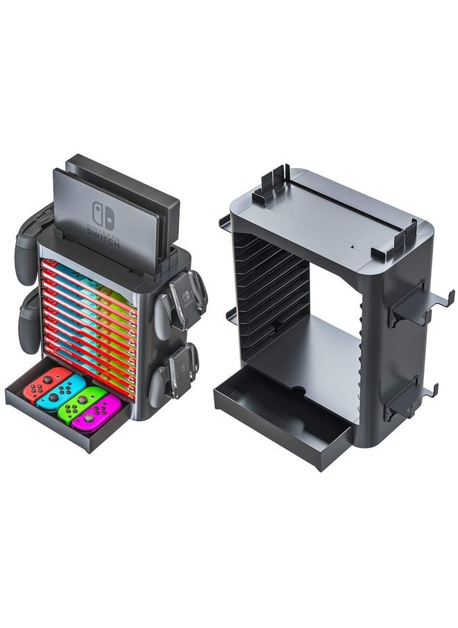 Skywin Game Storage Tower For Nintendo Switch (Black) Nintendo Switch Game Holder Game Disk Rack And Controller Organizer Compatible With Nintendo Switch And Accessories  - Image 5