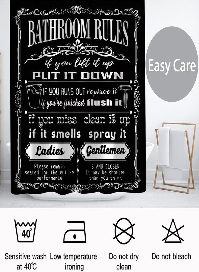 iTapnoom Funny Quotes Shower Curtains, Cool Black and White Bathroom Rules Fun Modern Bathroom Curtain, 72x72 in Polyester Fabric Waterproof Bathroom Decor with 12 Hooks - Image 4