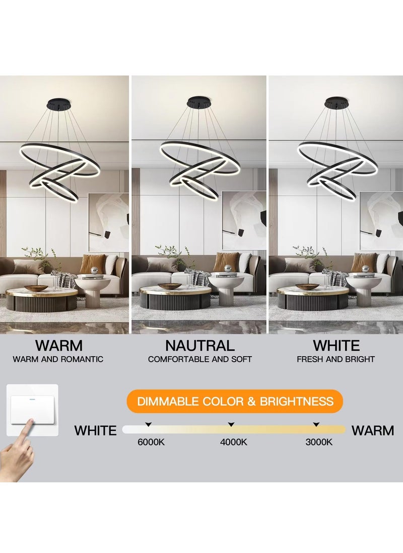 LED Classic Chandelier Living Room,Large dia 80cm 3 Ring Black Modern Simple Chandelier Light,Adjustable Color Temperature Acrylic Chandelier 3 Lamp Ring - pzsku/ZDFD5604BE35E01957FD2Z/45/_/1704729361/61e2394e-2ce2-41f1-b5f4-19f8dd9b172e