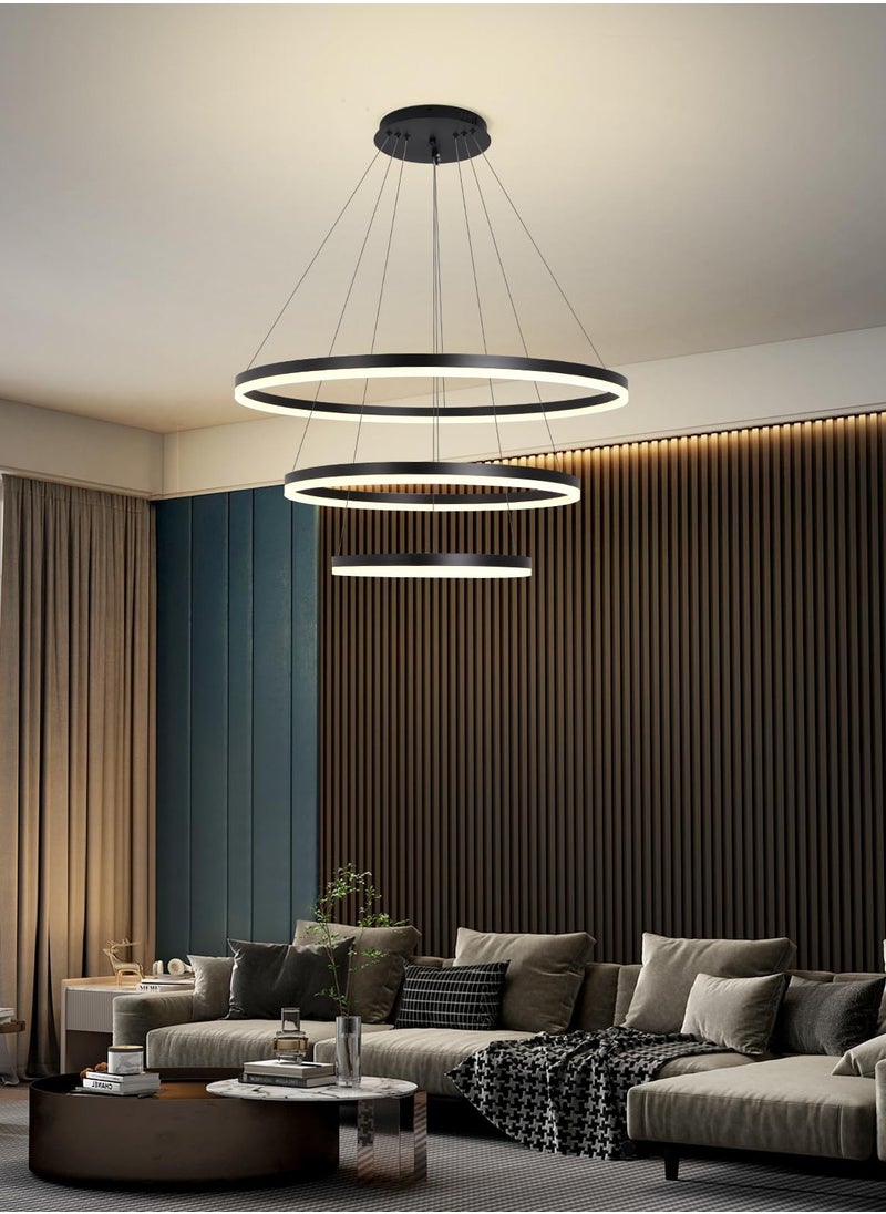 LED Classic Chandelier Living Room,Large dia 80cm 3 Ring Black Modern Simple Chandelier Light,Adjustable Color Temperature Acrylic Chandelier 3 Lamp Ring - pzsku/ZDFD5604BE35E01957FD2Z/45/_/1704729421/5c0211fc-a1e1-4169-9856-350c857baa2a