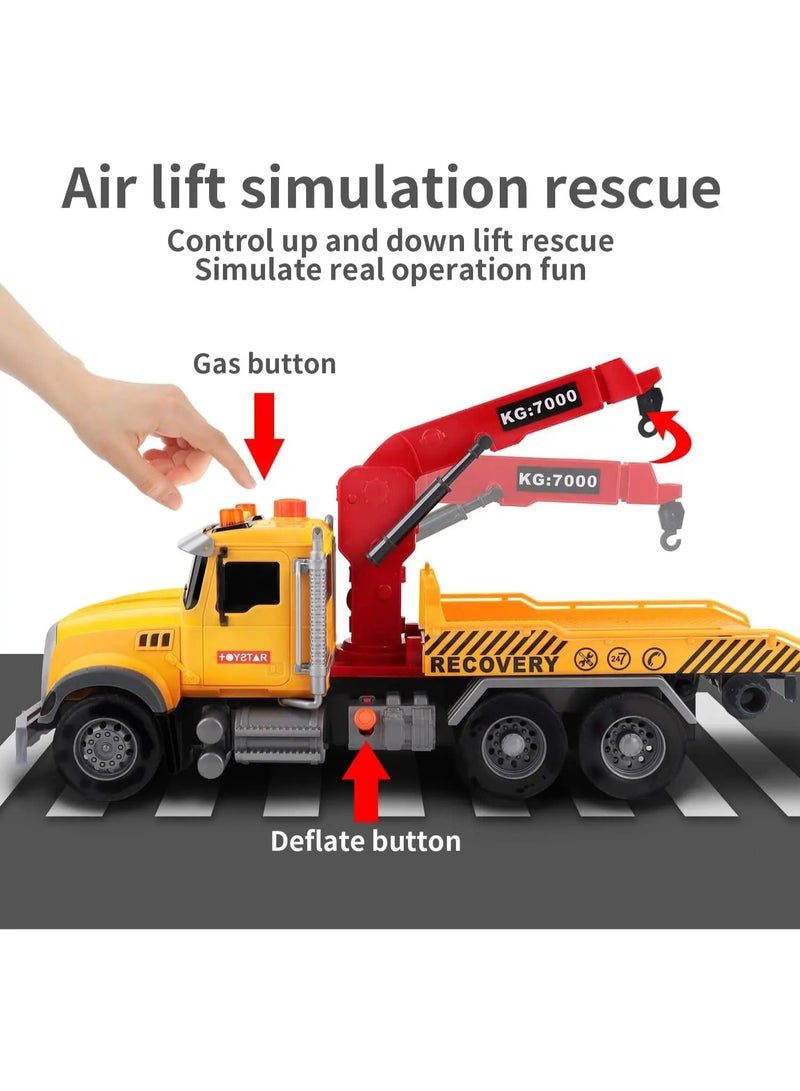 ف.ا.م.س شاحنة مع رافعة وسيارة – شاحنة إنقاذ كبيرة بطول 50 سم مع أضواء وأصوات ومحاكاة رفع هوائي – لعبة تعليمية ممتعة للأطفال - Image 4