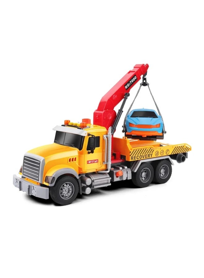 ف.ا.م.س شاحنة مع رافعة وسيارة – شاحنة إنقاذ كبيرة بطول 50 سم مع أضواء وأصوات ومحاكاة رفع هوائي – لعبة تعليمية ممتعة للأطفال - Image 3