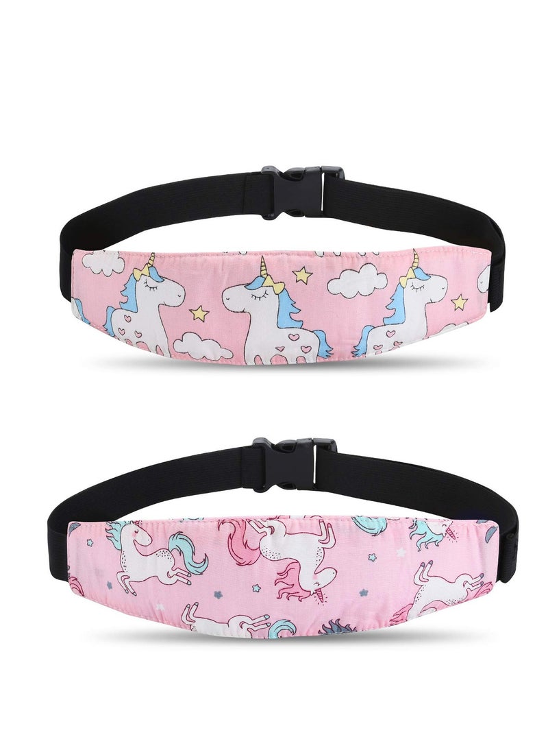 Baby Carseat Head Support, 2PCS Baby Car seat Head Support, Stroller Neck Relief Strap Headrest,Slumber Sling Sleep Positioner for Toddler Infants Child Children Kids, Pink Unicor - Image 1