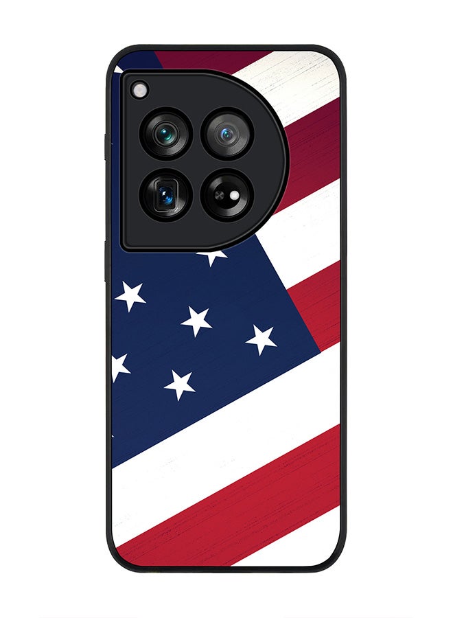 Stylizedd Rugged Black edge case for OnePlus 12R / OnePlus Ace 3 5G, Slim fit Soft Case Flexible Rubber Edges Anti Drop TPU Gel Thin Cover -  Flag Of US - Image 1