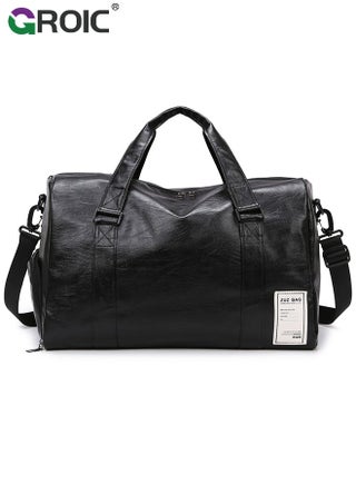Leather Gym Fitness Bag,Gym Duffle Bag for Men Women,Travel Duffel Bag with Shoe Compartment & Wet Pocket,Weekender Bag,Fitness Bag,Sports Bag(Black) - pzsku/ZDFD58A32426220FE70D6Z/45/_/1735098044/4c6d3f11-b85f-43f3-8c41-170694d60ee1