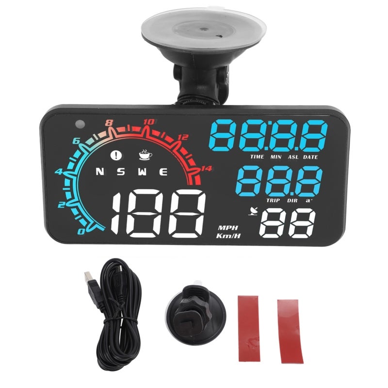 السرعة مقياس GPS بشاشة عالية الوضوح الملونة HUD - مقياس سرعة GPS متعدد الوظائف مع إنذار تجاوز السرعة للاستخدام العام في السيارات - Image 1