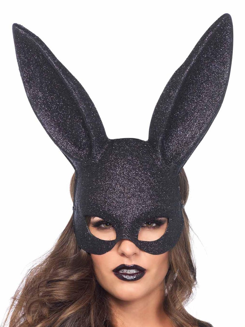Leg Avenue Women's Rabbit Mask, Black Glitter, One Size - Image 1