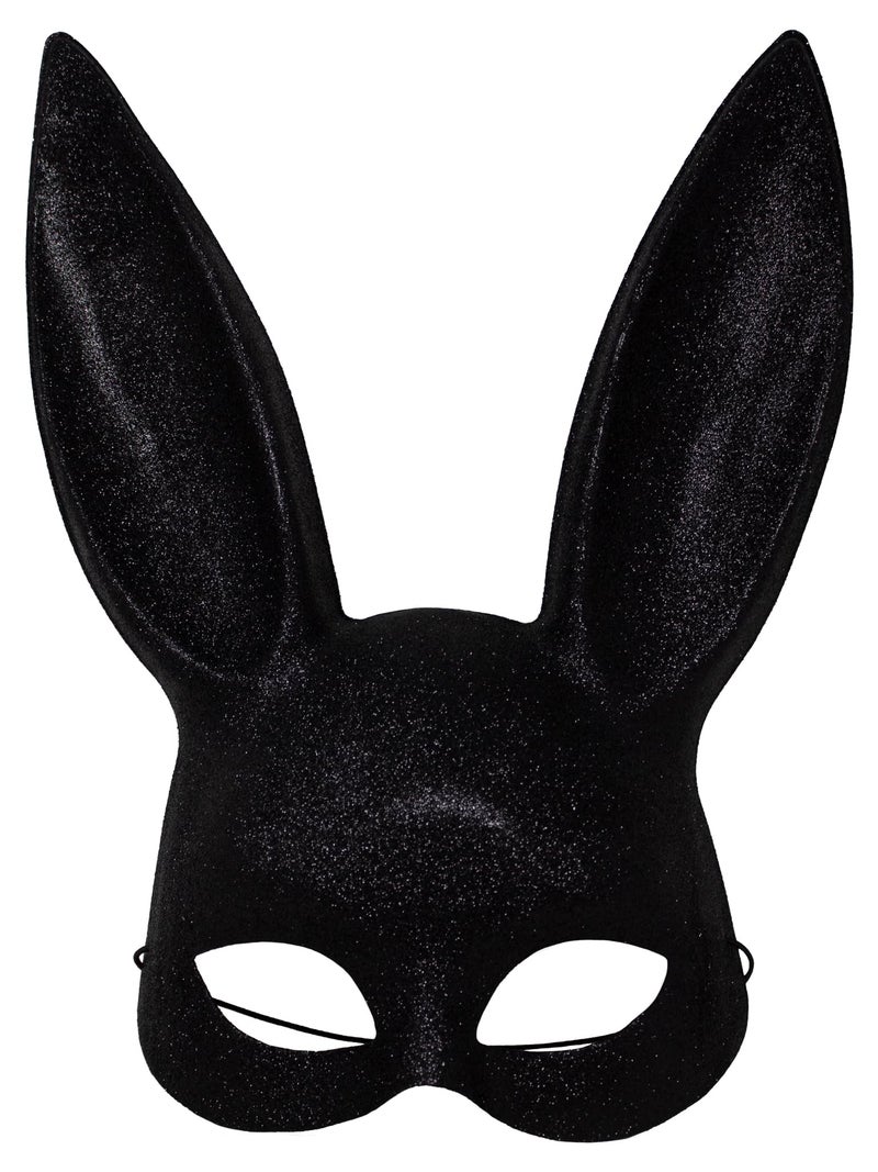 Leg Avenue Women's Rabbit Mask, Black Glitter, One Size - Image 2