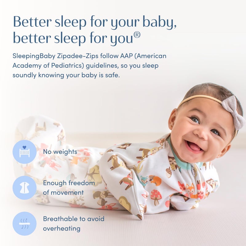 SleepingBaby Zipadee-Zip Transitional Swaddle Sack, 6-12 Month - Roomy Zipper Swaddle for Easy Diaper Changes and Proper Hip Development - Baby Swaddle Sack, Medium - Woodlands - Image 5