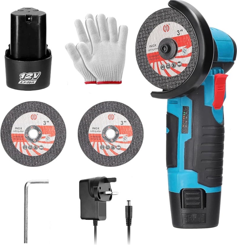 Favarey Mini Cordless Angle Grinder, 12V Grinding Machine With Battery, For Cutting Polishing And Sharpening, Battery Grinder Side Disc Grinder 19500 Rpm Tool With Grindering Wheel - Image 1