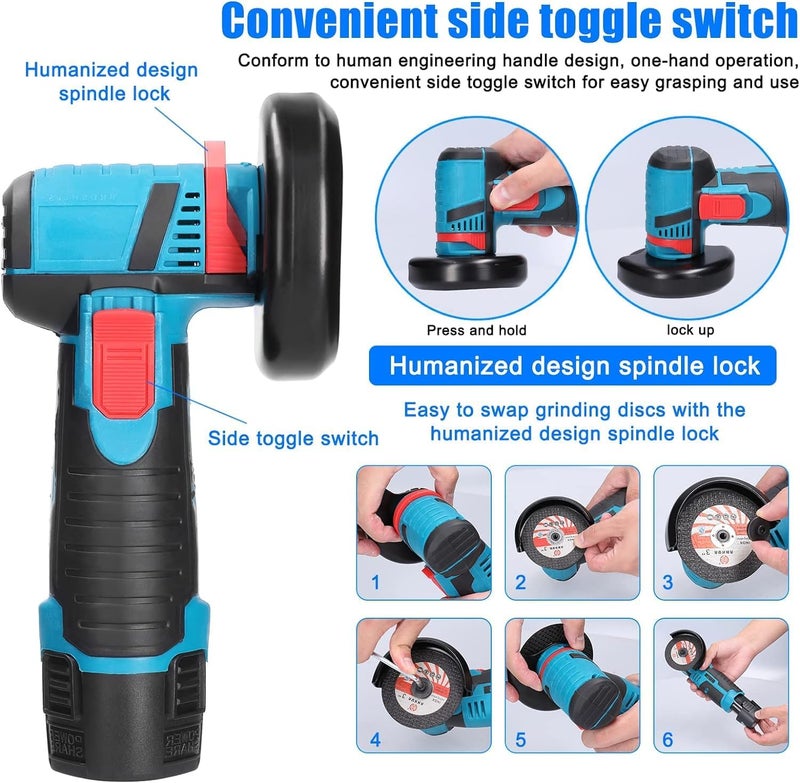 Favarey Mini Cordless Angle Grinder, 12V Grinding Machine With Battery, For Cutting Polishing And Sharpening, Battery Grinder Side Disc Grinder 19500 Rpm Tool With Grindering Wheel - Image 3