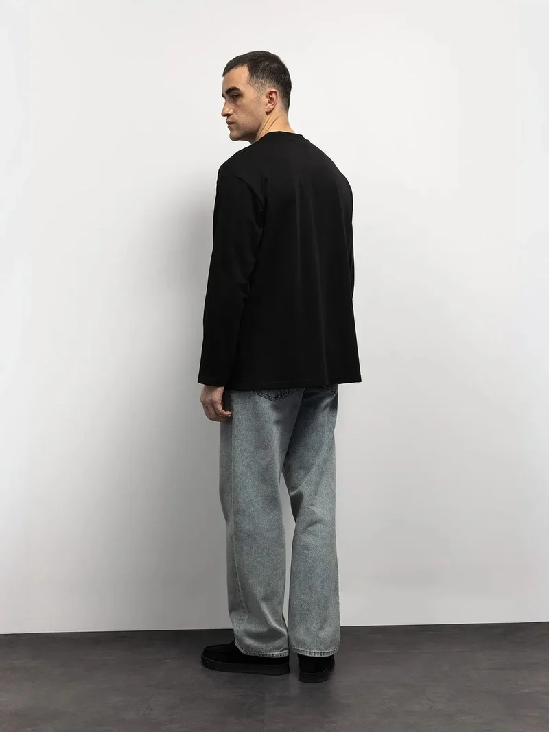 Giesto Black GIESTO Comfort Fit Long Sleeve Crew Neck T-Shirt for Men | Best Price UAE